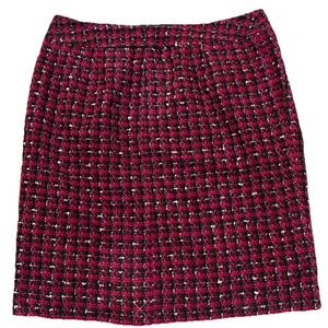 Ann Taylor  Petite Women's Tweed Pencil Skirt Size 12P Pink Wool Blend Lined